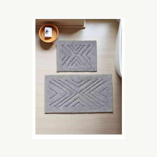 Wholesale tufted bath mat set T-018 with modern linear design