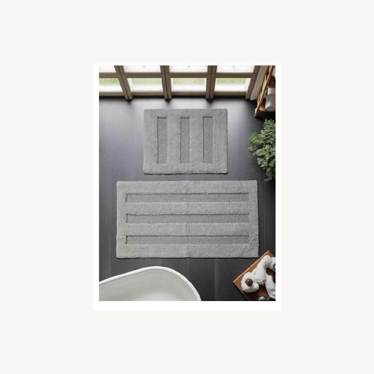 Wholesale tufted bath mat set T-026 in neutral grey